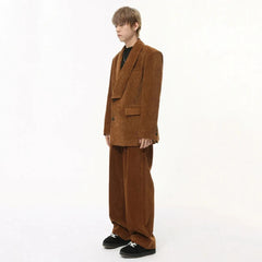 Men's Corduroy Blazer & Baggy Pants 2-Piece Set