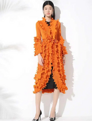Truly Plissé Ruffle Long Coat