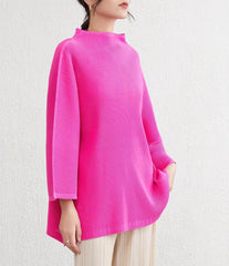 Elegant Mock-Neck Pleated Top