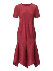 Plissé Luxury Short Sleeve Dress