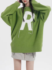 Exclusive Knitted Sweater with Tassel Letter R