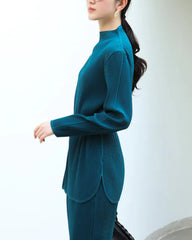 Pleated Mock-Neck Top