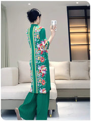 Truly Couture Floral Print Pleated Pant Ensemble