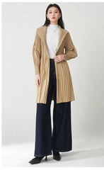 Elegant Pleated Hooded Coat