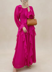 Formal Plissé Ruffle Dress