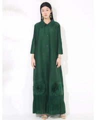 Plissé Flared Sleeve Maxi Dress
