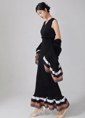 Luxury Pleats Dress & Shawl Set