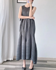 Geometric Pleated Midi Dress