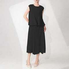 Pleated Sleeveless Top & Skirt Set