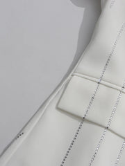 Rhinestone Pinstripe Fringe Blazer