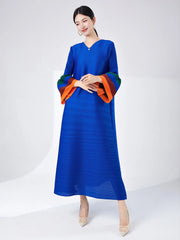 Elegant Pleats Tiered Cuffs Dress