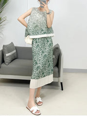 Korean Style 2 Piece Pleated Summer Skirt Set