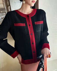 Luxury Plissé Button-Front Top