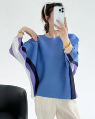 Luxe Plissé Dolman-Sleeve Top