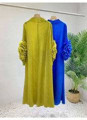 Truly Pleated Ruffle Sleeve Dress