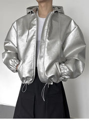 Men's Silver Luxe Hooded Jacket