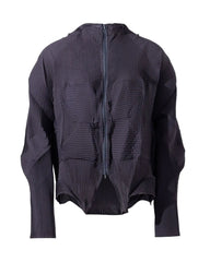 Luxe Geometric Plissé Zip Jacket