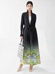 Women's Luxurious Floral Pleated Cardigan Coat