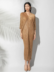 Luxury Plissé  Metallic Dress