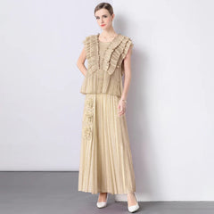 Japanese Plissé 2-Piece Skirt Set