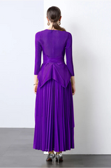 Elegant Plisse Blouse & Skirt Set