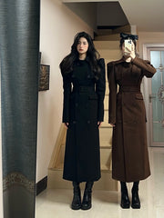 Women's Elegant Maxi Long Woolen Trench Coat