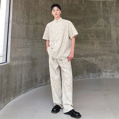 Men's Casual Apricot Streetwear Shirt and Trousers Set