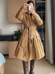 Warm Women's Wool Blend Wrap Coat