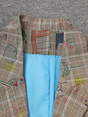 Oversized Modern Plaid Art Blazer
