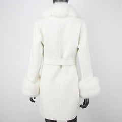 Petite Cashmere Wool Real Fur Jacket