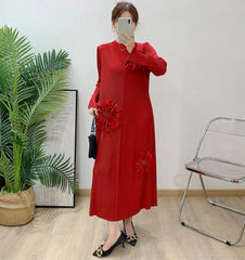Luxury Pleated Floral Tunic Dress