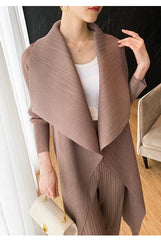 Truly Plissé Pleated Oversized Collar Coat