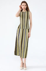Truly Pleated Striped Top & Skirt