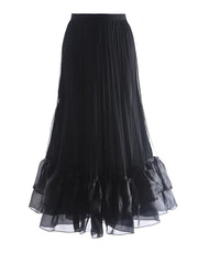 Luxury Pleated Tulle Maxi Skirt