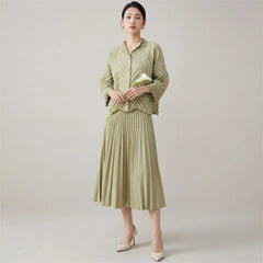 Luxury Formal Pleated Top & Skirt