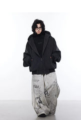 Men's Streetwear Oversized Beige Graffiti Wide Leg Trousers