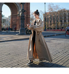 HEYFANCYSTYLE Vintage Charm Long Trench Coat