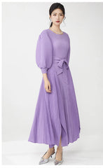 Elegant Stretch-Fit Pleated Dress