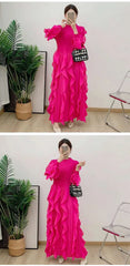 Luxurious Plissé Ruffles Dress