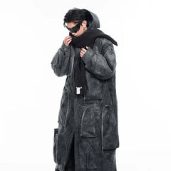 Men's Luxury Streetwear Techwear Hooded Long Jacket