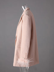 Feather Cuff Oversized Blazer