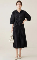 Luxury Formal Pleated Top & Skirt