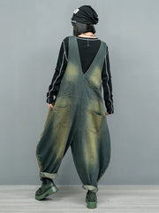 Deconstructed Bleached Denim Wide-Leg Jumpsuit