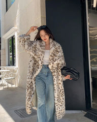 Women's Warm Luxury Leopard Faux Fur Coat