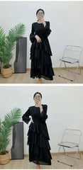 Elegant Ruffled Pleated Dress