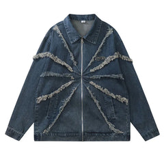 Men's Casual High Streetwear Distressed Denim Jacket