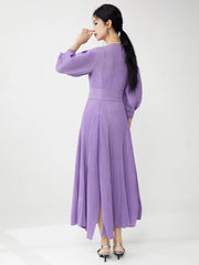 Elegant Stretch-Fit Pleated Dress