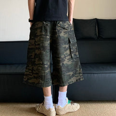 Men's Camo Oversized Wide Leg Cargo Shorts