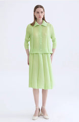 Pleated Set Top & Pull-On Skirt