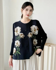 Luxury Pleated Floral Blouse